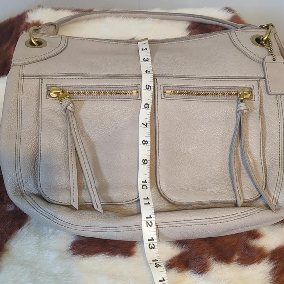 Fossil Grey Leather Shoulder Bag With Detachable Crossbody Strap - Picture 8 of 9